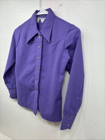 New Women’s Western Fashion Purple Long Sleeve Button Up Size 12 MM-71