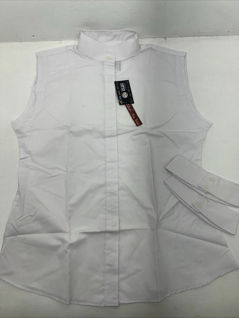 New Women’s White Tough1 Sleeveless English Riding Shirt Under Arm Vent. 42 G-23
