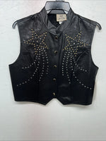 New Women’s 1849 Authentic Ranchwear Black Star Western Show Vest Large L-602