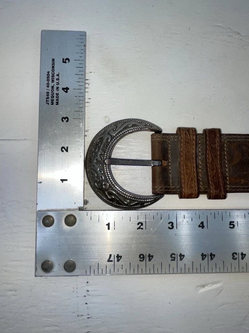 New Brown Genuine Leather Tooled 28” Belt #8090 JJ-40