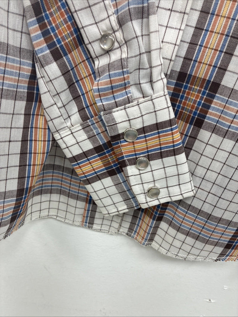 New Women’s Panhandle Slim Brown Plaid Long Sleeve Pearl Snap 8/30 GG-6