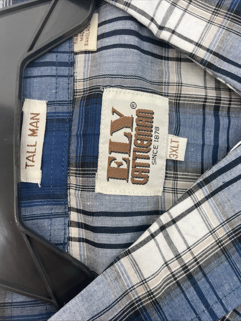 New Men’s ELY Cattleman Blue Long Sleeve Pearl Snap 3XL E-23