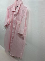 New Men’s Panhandle Slim Pink Stripe Short Sleeve Peal Snap 17 XL R-75