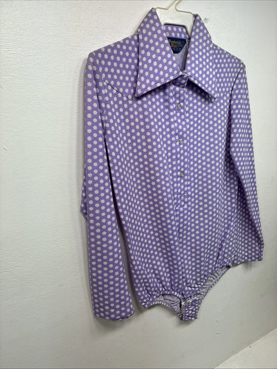 New Women’s Panhandle Slim Purple Body Suit Long Sleeve Button Up Medouk LL-64