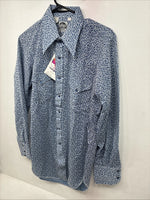New Men’s Miller Blue Deigned Long Sleeve Pearl Snap 15.5 Medium II-103
