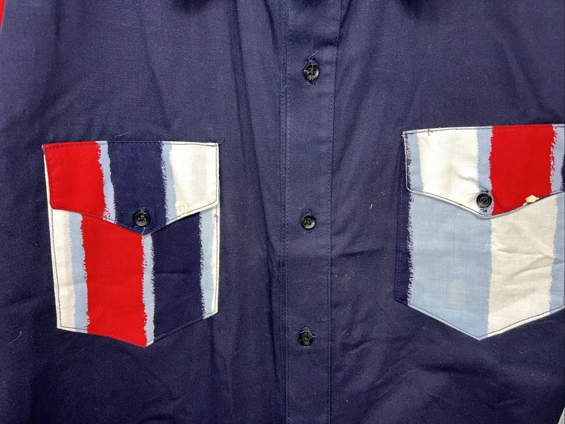 New Men’s Blue Cowboy Threads Short Sleeve Button Up Shirt. L S-19