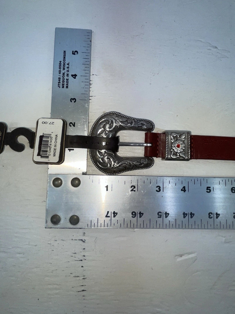 New Red Genuine Leather Nocona Stitched 28” Belt #N3418004 NN-42