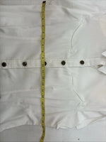 New Women’s Denim Jeans White Short Sleeve Button Up Large MM-139