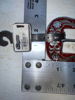 New Red Genuine Leather Nocona Silver Bling M Belt #N3432604 Z-101