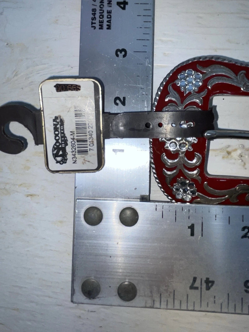 New Red Genuine Leather Nocona Silver Bling M Belt #N3432604 Z-101