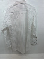 New Men’s H Bar C White Stripe Long Sleeve Pearl Snap Large T-83