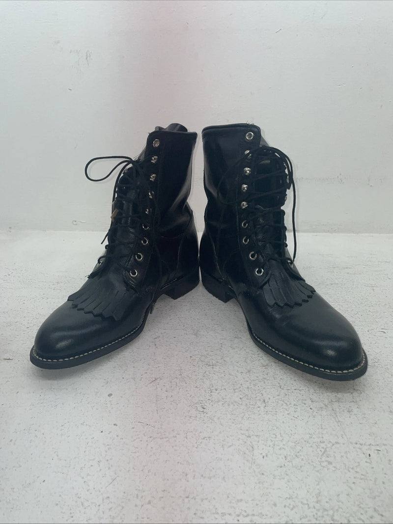 New Men’s Black Lace Up Acme Cowboy Boots. 5790 9 E W. 3-81