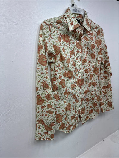 New Women’s Champion Western Floral Long Sleeve Pearl Snap Size 12 MM-46