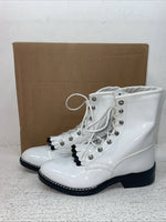 New Kids White Lace Up Bronco Cowboy Boots. C 1337 13 D. 23-55