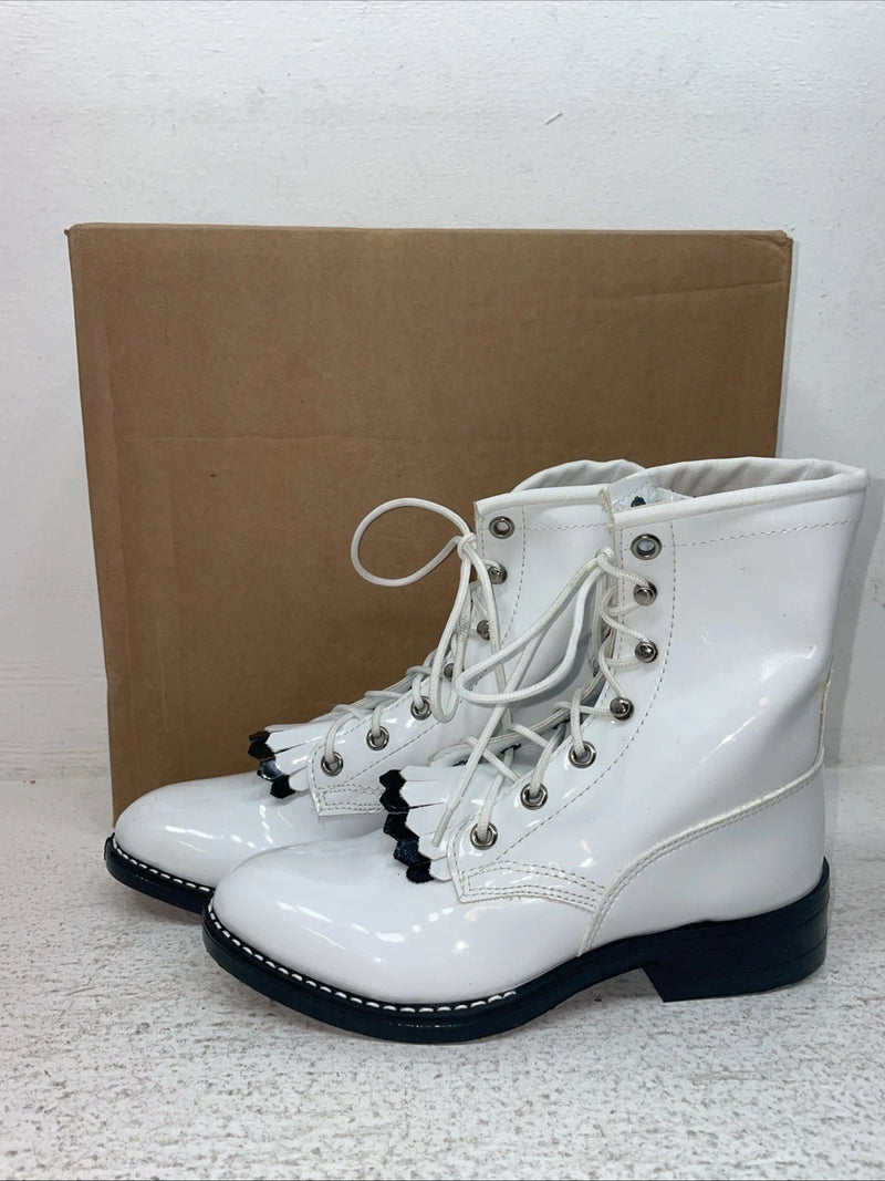 New Kids White Lace Up Bronco Cowboy Boots. C 1337 13 D. 23-55
