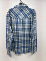 New Women Cumberland Blue Plaid Long Sleeve Pearl Snap 2XL GG-18