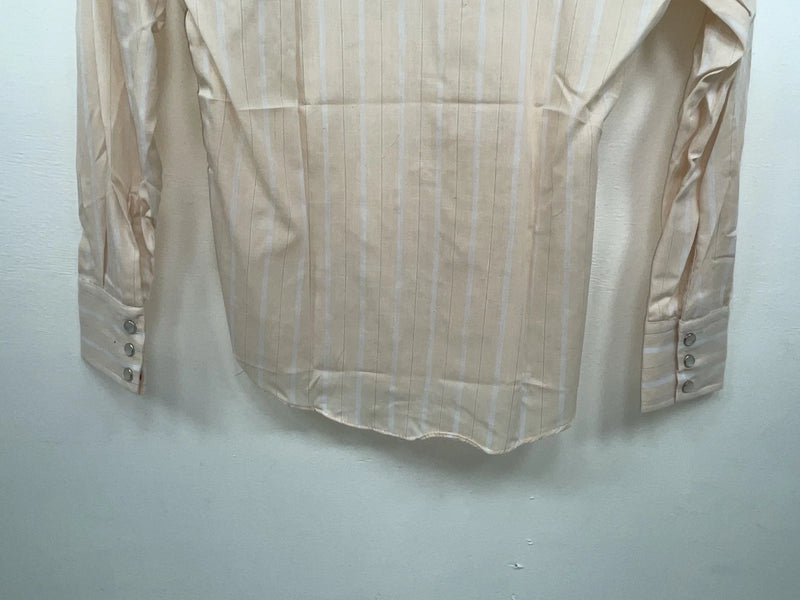 New Women’s Tan Striped ELY Plains Long Sleeve Button Up Shirt 3B-99