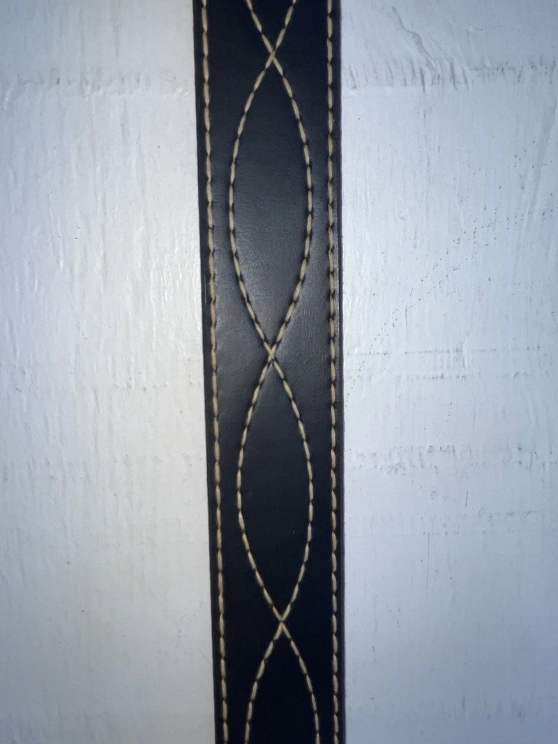 New Black Genuine Leather Stitched 32” Belt #2021 JJ-13