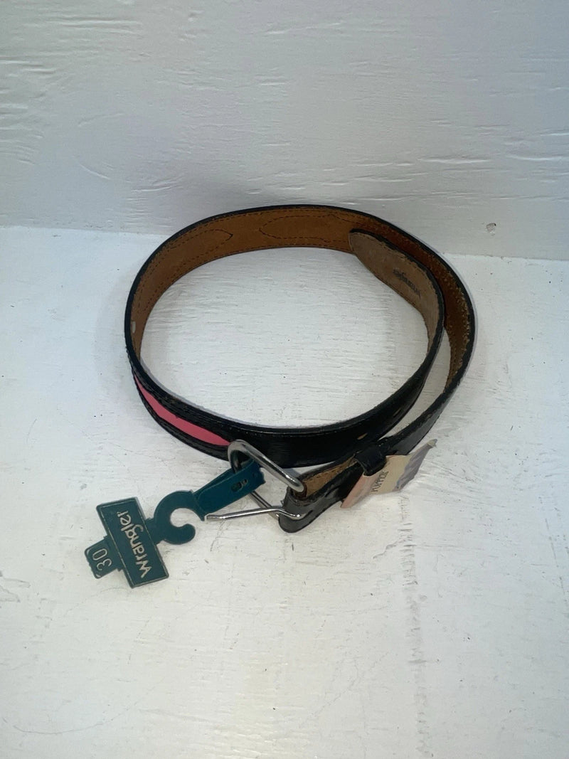 New Black Genuine Leather Wrangler Pink And Pendent 30” Belt #621000 JJ-99