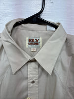 New Men’s ELY Cattleman Tan Short Sleeve Pearl Snap 16.5 Large CC-3