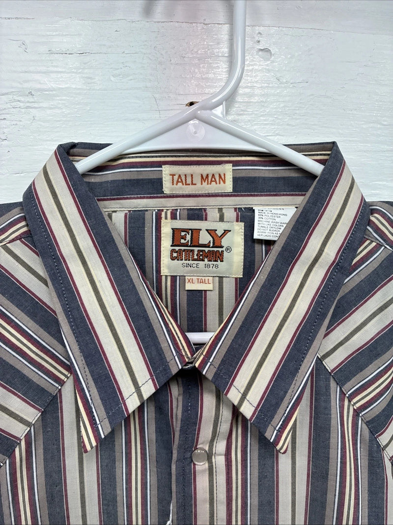 New Men’s ELY Cattleman Multicolor Stripe Short Sleeve Pearl Snap XLT R-67