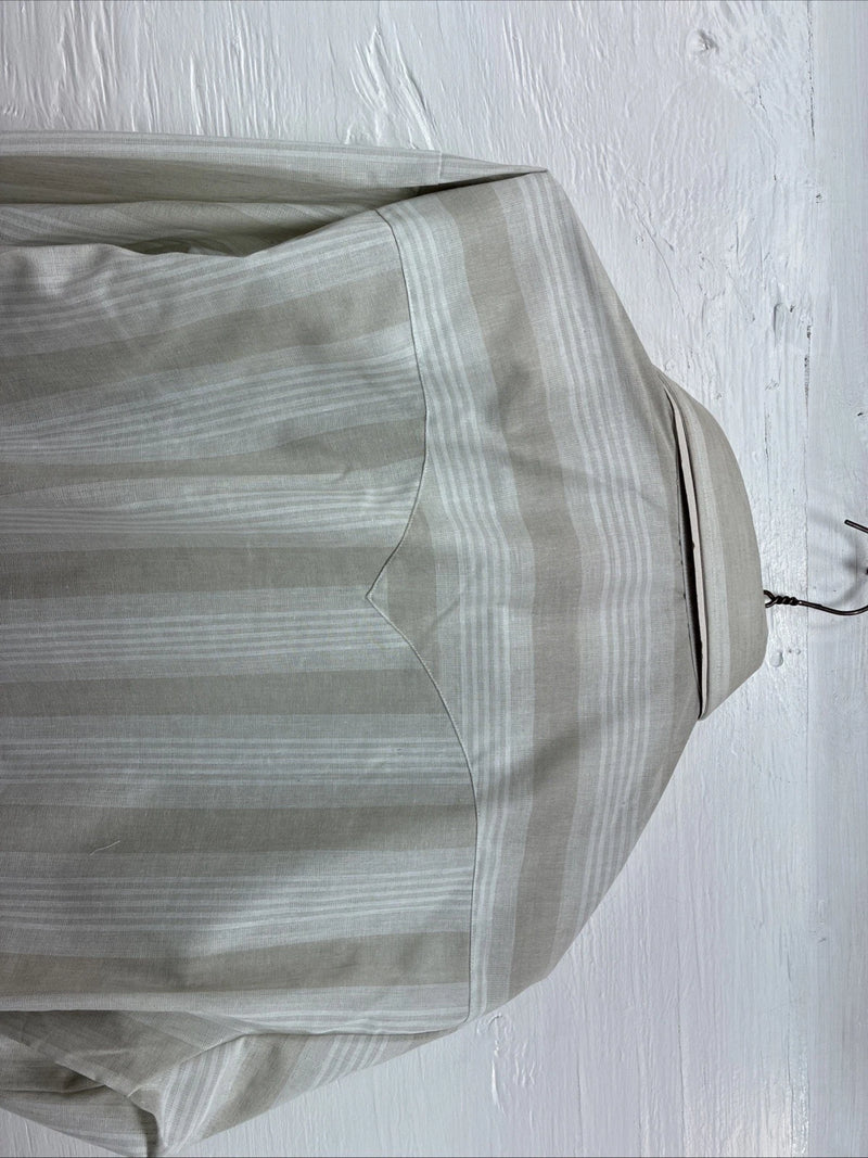 New Men’s H Bar C Tan White Stripe Long Sleeve Pearl Snap 16 X 34 Large Q-87