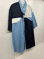 New Men’s Cowboy Threads Blue White design Short Sleeve Button Up Large Q-73