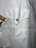 New Men’s White ELY Cattleman Long Sleeve Pearl Snap Shirt. 17x35 XL S-2