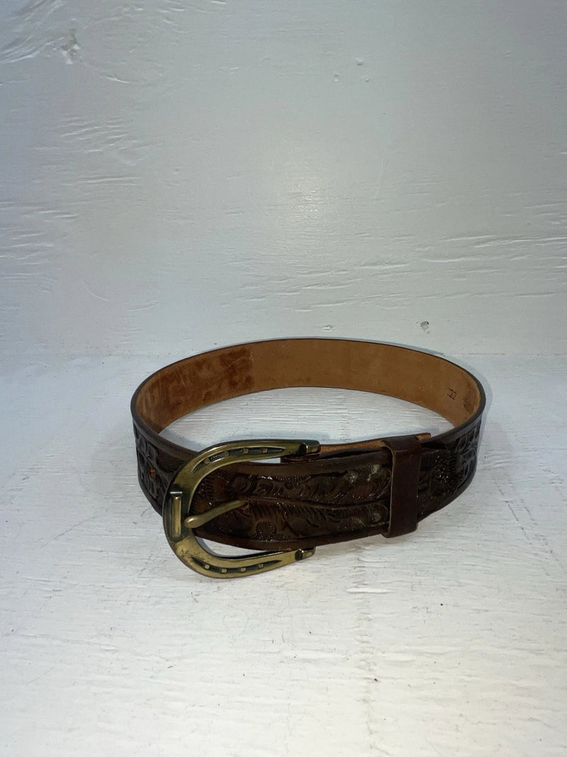 New Brown Genuine Leather Tooled 22” Belt #6400B NN-81