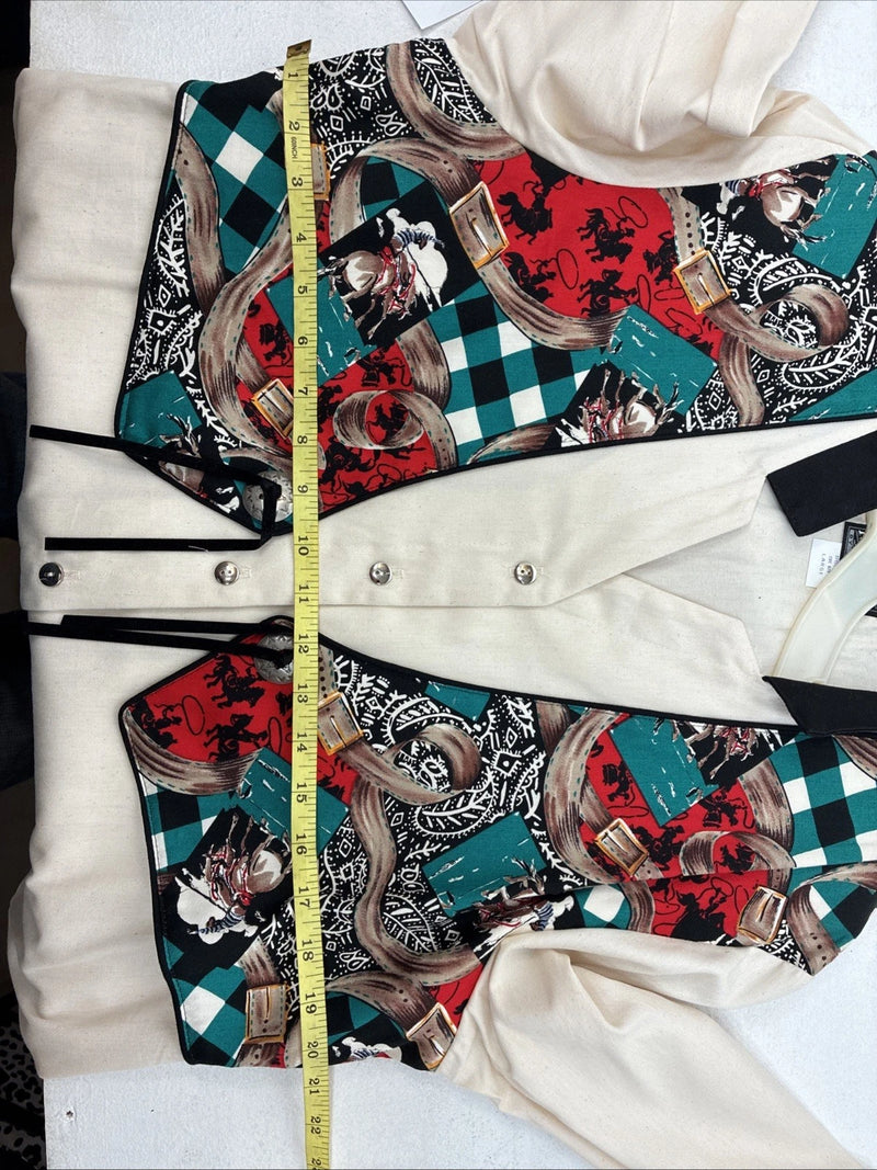 New Women’s Rough rider Multi Design Long Sleeve Button Up Large TT-11