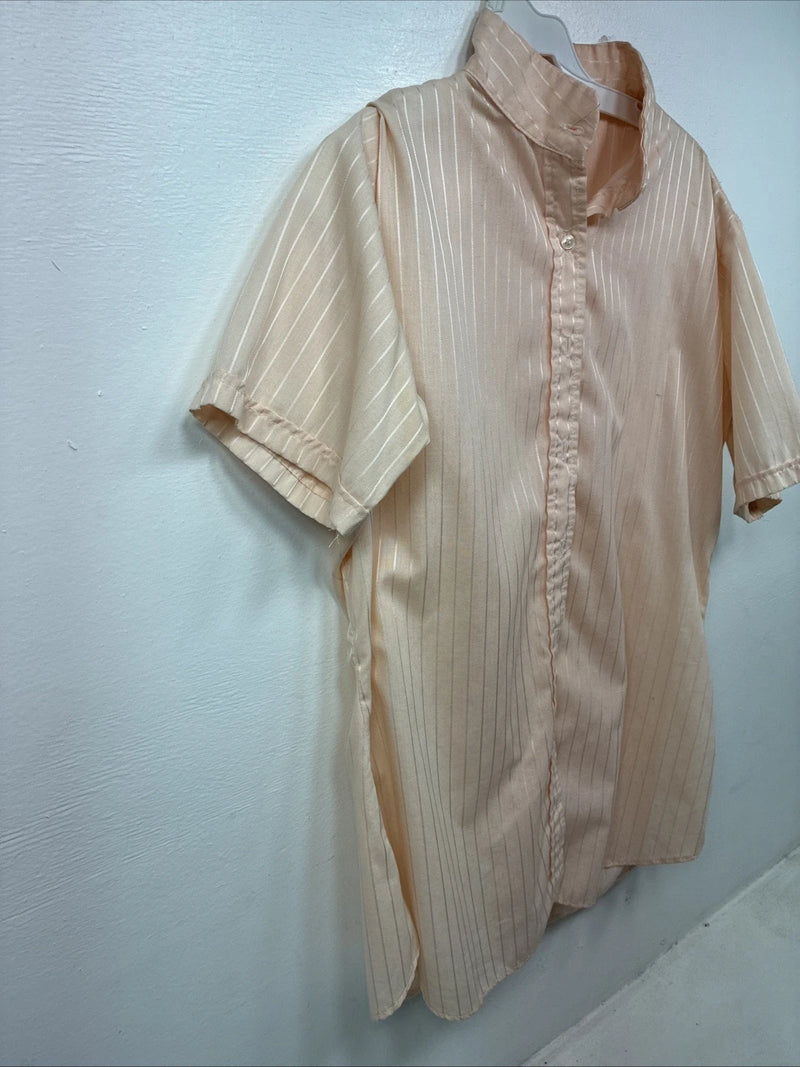 New Women’s Devon Aire Orange Stripe Short Sleeve Button Up Size 40 YY-5