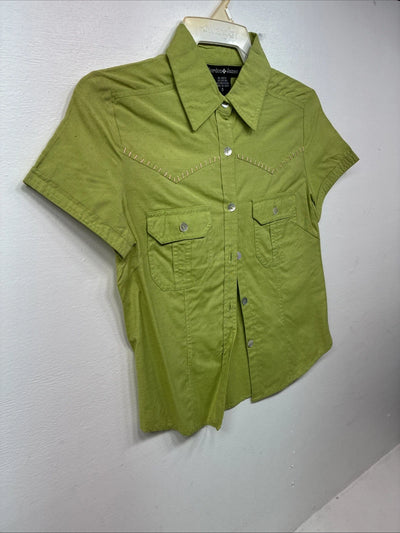 New Women’s Gordon James Green Short Sleeve Button Up Small LL-19