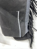 New Black Tough 1 Show Chaps With Fringe Adjustable Waist 43” Small N-42