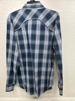 New Men’s ELY 1878 Blue Flannel Long Sleeve Pearl Snap 2XL H-56