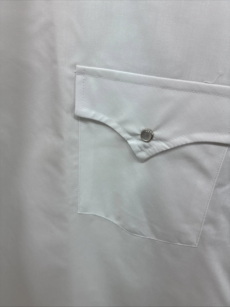 New Men’s ELY Cattleman White Long Sleeve Pearl Snap 18.5 X 35 2XL F-77