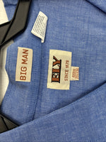 New Men’s ELY Blue Jean Color Long Sleeve Button Up 20.5 X 36 4XL E-50