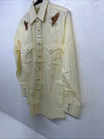 New Men’s Yellow ELY Wildlife Collection Western Pearl Snap Shirt Small A-171