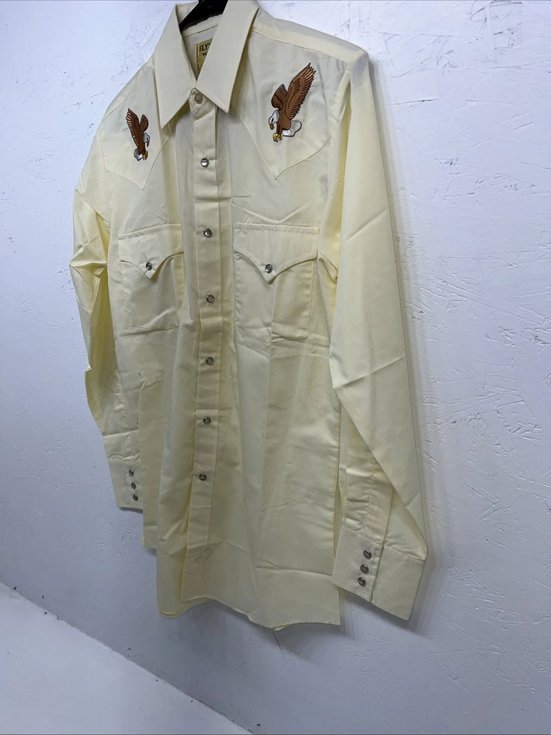 New Men’s Yellow ELY Wildlife Collection Western Pearl Snap Shirt Small A-171
