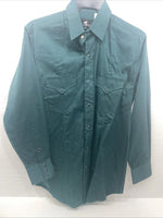 New Men’s Western Express Blue Green Long Sleeve Pearl Snap Medium B-104