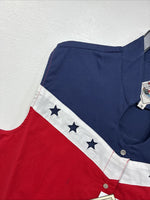 New Women’s Cumberland Red Blue Short Sleeve Pearl Snap Medium MM-111