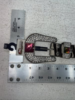 New Black And White Genuine Leather Nocona Rainbow Bling M Belt #1330999 Z-10