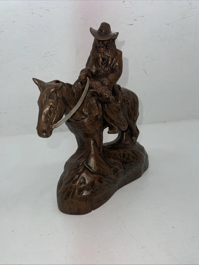 New Ceramic Brown Cowboy And Horse Sculpture 3C-26