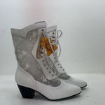 New Women’s White Lace Up American West Cowboy Boots. 615 10. 15-138