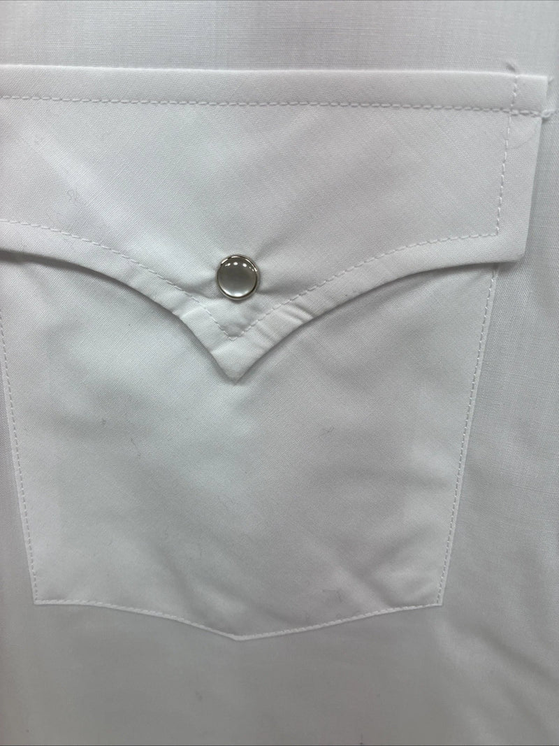 New Men’s ELY cattleman White Long Sleeve Pearl Snap 18.5 X 35 2XL H-36