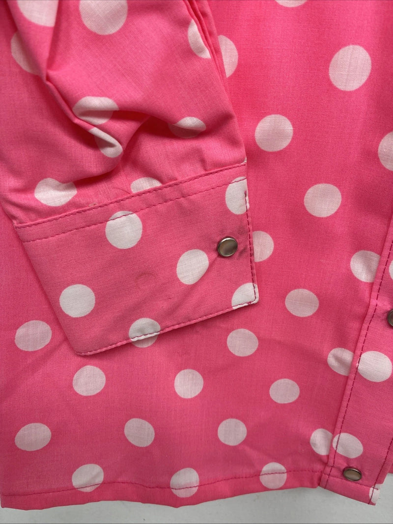 New Women’s Rockmount Pink Polkadot Long Sleeve Pearl Snap Size 30 YY-24