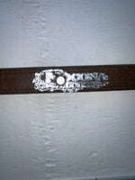 New Brown Genuine Leather Nocona Silver Pendent 28” Belt #3216244 JJ-25