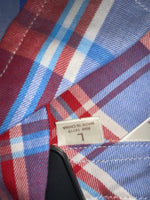 New Women’s Plaid Cumberland Outfitters Cut Off Button Up Shirt L #14119 3B-49