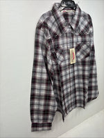 New Women’s Cumberland Purple Plaid Long Sleeve Pearl Snap 2XL GG-32