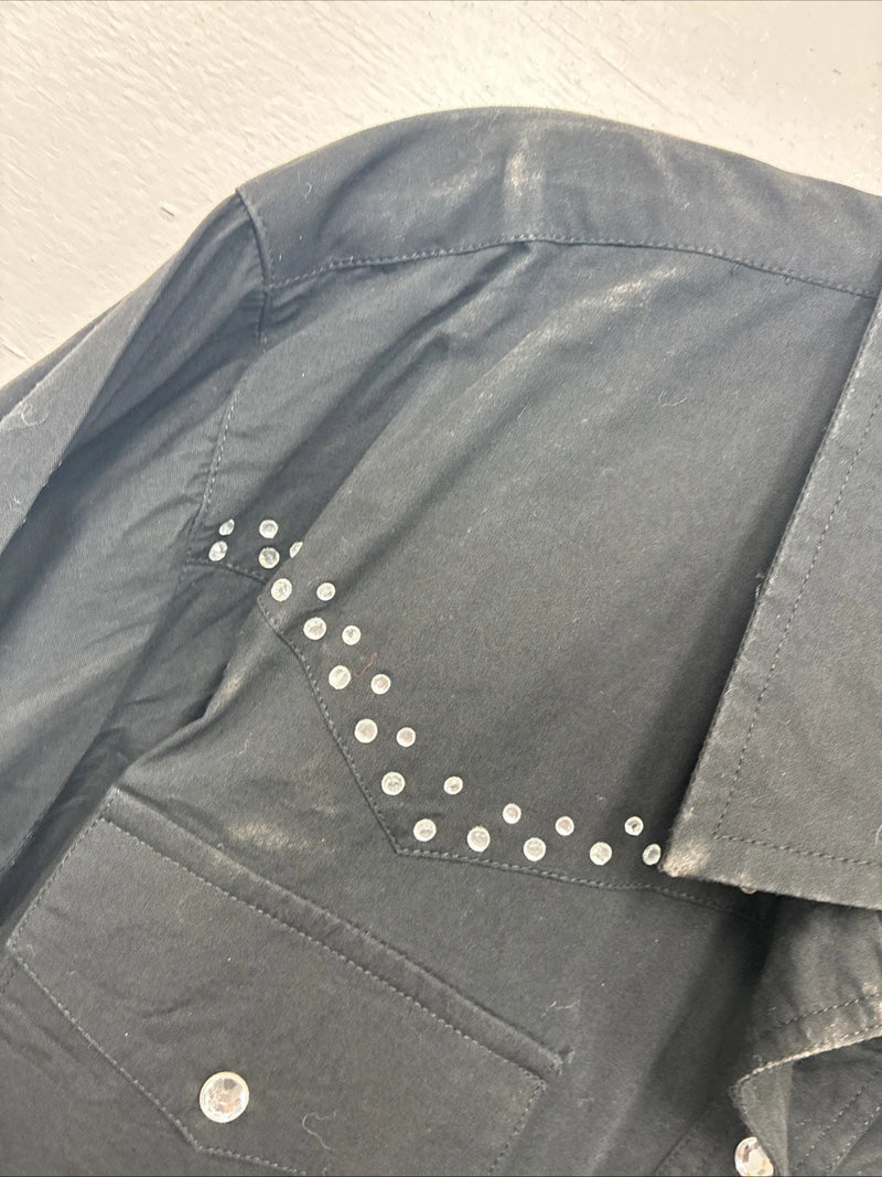 New Women’s Cumberland Black Gem Long Sleeve Pearl Snap 1XL GG-45
