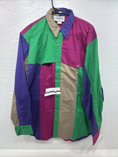 New Men’s San Angelo Multicolor Long Sleeve Button Up Short XL T-39